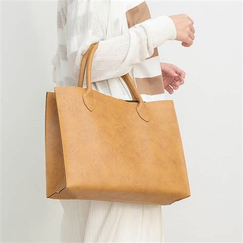 Artificial Leather Tote Bag Tan Shop Waralees Day Handbags And Totes