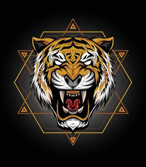 Tiger Head Illustration Vector Tiger Design For T Shirt Mascot Logo