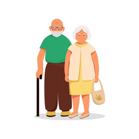Pareja De Ancianos Marido Y Mujer En La Vejez Personajes De Dibujos