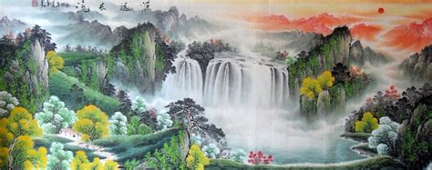Feng shui's definition emphasizing the natural landscape. Hand painted Office Lucky strike Feng shui Landscape ...