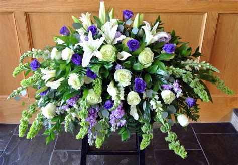 Purple And White Tones Casket Flowers Funeral Flowers Dad Funeral