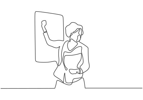Continuous One Line Drawing Of Person Teaching And Presenting 3409902