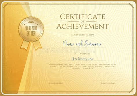Certificate Of Appreciation Template With Gold Border Stock Vector
