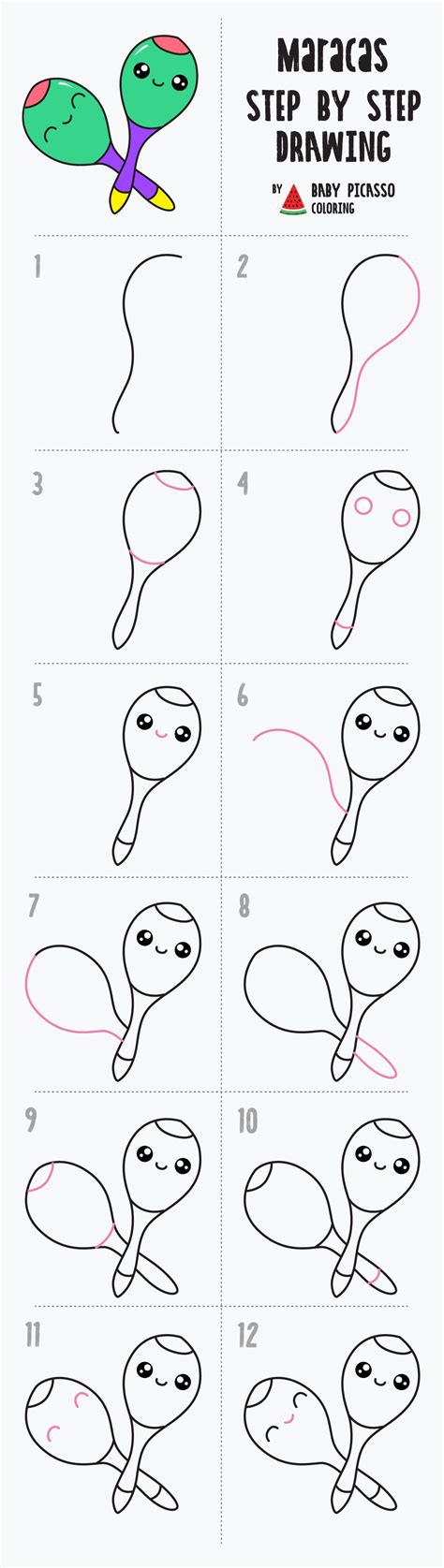 How To Draw Maracas Step By Step Kids Drawing Guide Drawing For