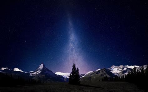 Swiss Alps Night Sky Hd Wallpaper