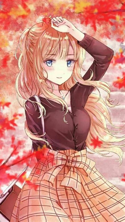 Its Fall Season Anime Girl Anime Blonde Anime Girl Anime Art