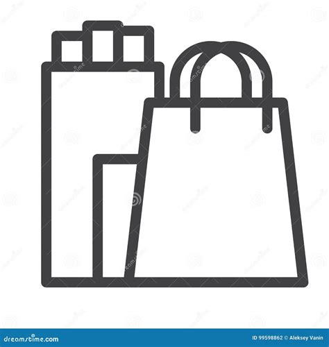 Shopping Bag Line Icon Stock Vector Illustration Of T 99598862