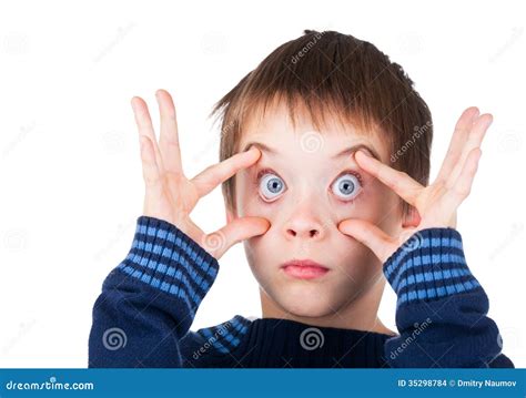 Boy With Eyes Wide Open Stock Photo Image Of Circle 35298784