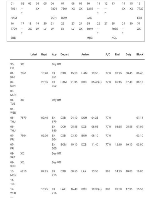 Generally, cabin crew are provided with their rosters six weeks in advance. Cabin crew roster example