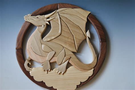 Dragon Intarsia Wallhanging Wood Dragon Sculpturefantasy Etsy