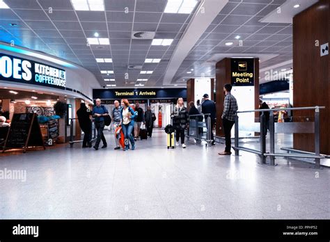 Manchester International Airport T1 Arrival Hall With Passengers