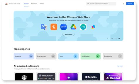 Chrome Web Store Discover Page