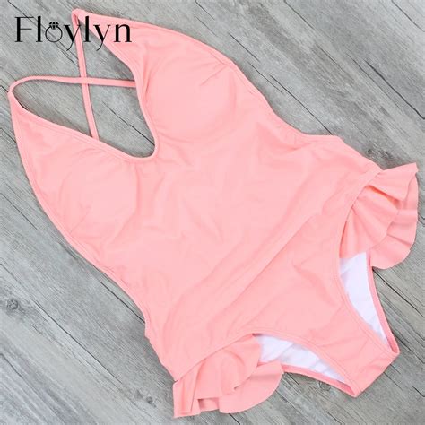floylyn sexy deep plunge colorful lace up trikini swim bathing suit monokini thong swimwear