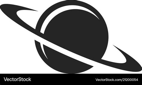 Vintage Black Saturn Planet Icon Royalty Free Vector Image