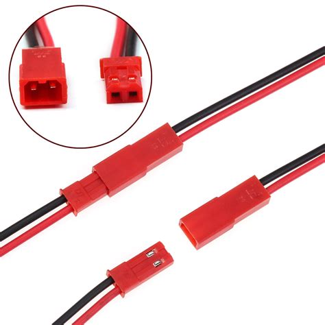 10pairs 20pcs2pairs 150mm 2 Pin Connector Red Jst Plug Cable Male