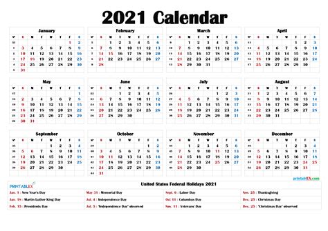 View here the holidays in the united states in 2021, including 2021 holidays and also every other holiday in the usa. Printable 2021 Calendar With Us Holidays | Free 2021 ...