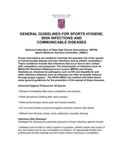 General Guidelines For Sports Hygiene Skin Infections And