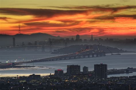 San Francisco Skyline Sunset View Of The Bay Bridge And Sa Flickr