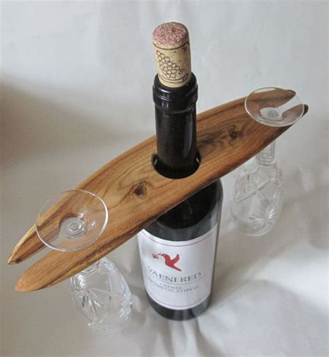 Wine bottle & glass holder. Wooden Wine Glass Holder Rustic Wood Glass Carrier by ...