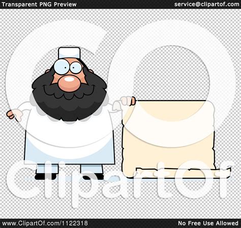 Cartoon Of A Chubby Muslim Man With A Sign Royalty Free Vector