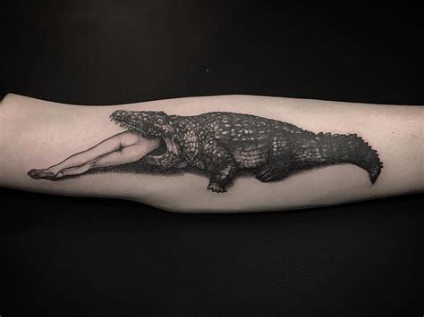 Nice Alligator Tattoo By Garatattooer Alligator Tattoo Tattoo Skin