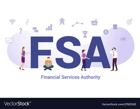 Fsa Financial Services Authority Concept With Big Vector Image