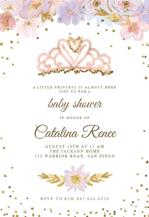 Princess Baby Shower Invitation Template Editable Pdf Hadley Designs