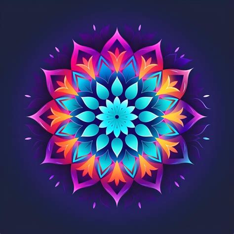 Premium Ai Image Neon Mandala Art Design With Colorful Gradient