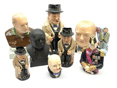 Collection Of Winston Churchill Figures To Include Three Graduated