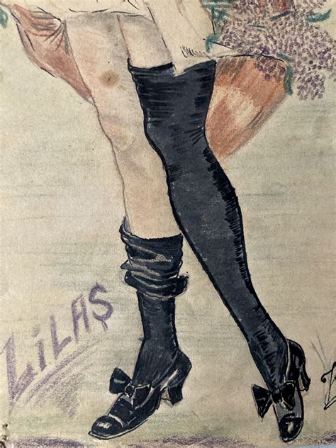 dessin crayon femme prostitué prostitution 1900 signé a identifier erotique vendu