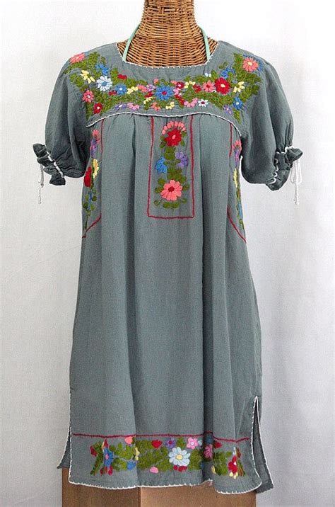 Mexican Peasant Dress Hand Embroidered La Antigua By Sirenology 5995