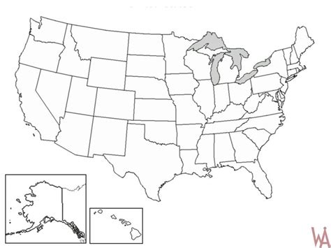 Blank Outline Map 10 Of The Usa Whatsanswer Us Map Printable