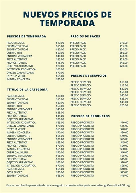 Plantillas De Listas De Precios