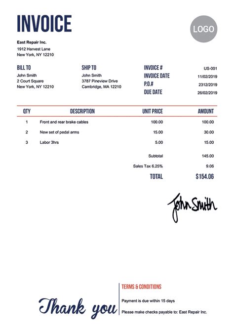 Free Blank Invoice Pdf Templates To Print Email