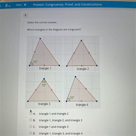 Select The Correct Answer Which Triangles In The Diagram Are Congruent