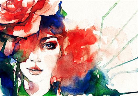 Beautiful Woman Face Watercolor Digital Art By Anna Ismagilova Fine Art America