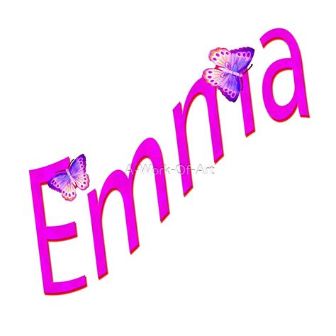 Pink Emma Name Logo With Butterflies By A Work Of Art