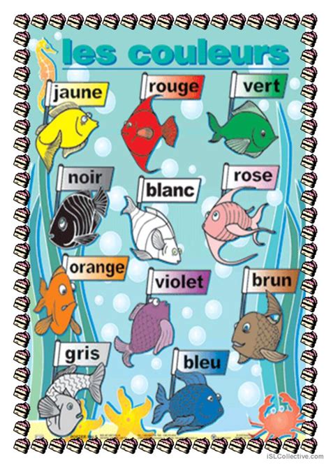Les couleurs Français FLE fiches pedagogiques pdf doc