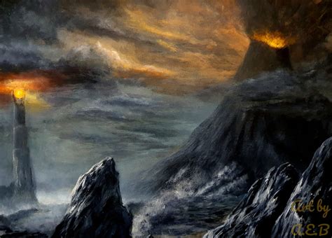 My Painting Of Mordor Mount Doom And Barad Dûr Rlotr