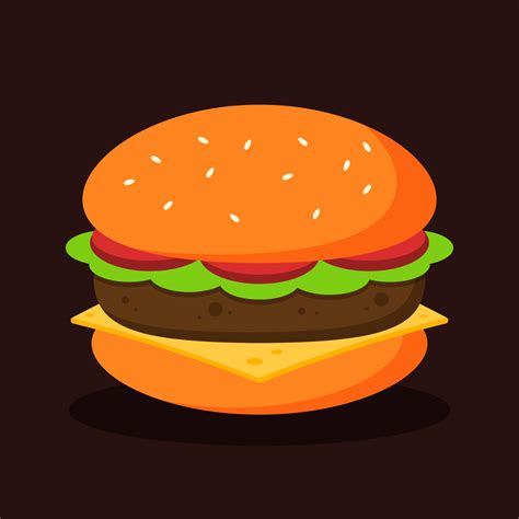 Cheeseburger Icon Hamburger With Bun Tomato Lettuce Cheese And