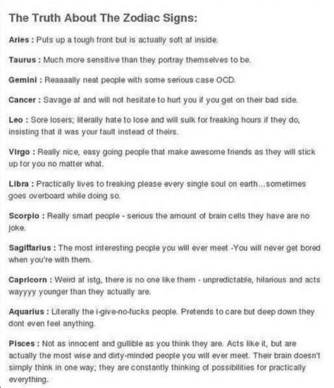 The Truth About The Signs Zodiac Signs Zodiac Signs Horoscope