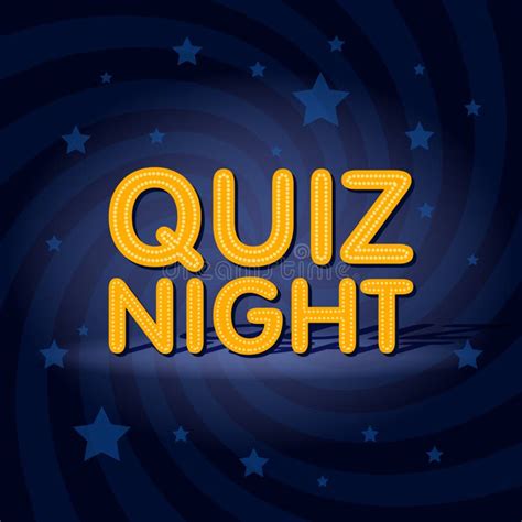 Quiz Night Neon Light Sign In Retro Twist Background With Stars Poster