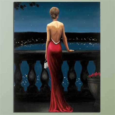 Large Size Digital Print Beautiful Sexy Girl Canvas Paintings Night