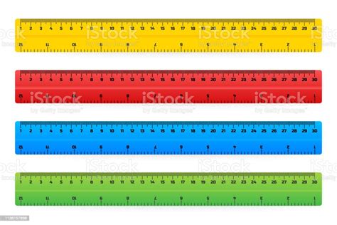 Wooden Rulers 30 Centimeters With Shadows Isolated On White Measuring