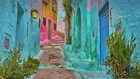 Allée Colorée à Tétouan Maroc Bing Fonds Décran Galerie