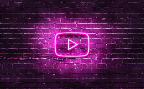 Download Wallpapers Youtube Purple Logo 4k Purple Brickwall Youtube