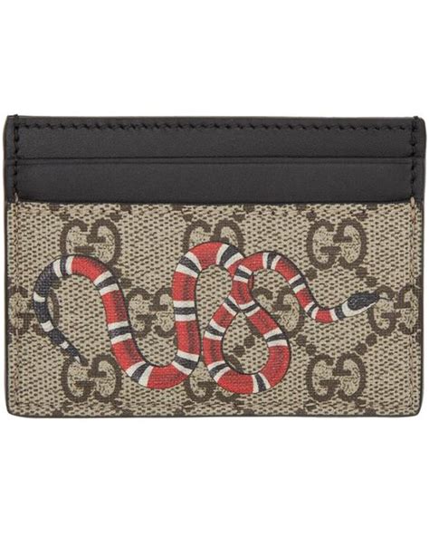 Enjoy free shipping, returns & complimentary gift wrapping. Gucci Beige Snake Gg Supreme Card Holder in Natural for ...