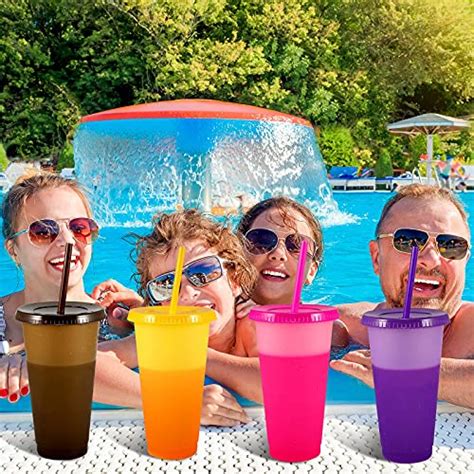 Color Changing Tumblers Cups With Lids And Straws 7 Reusable Bulk