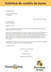Carta De Solicitud De Cambio De Turno Estructura Y Formato