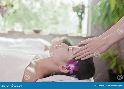 Women Receiving Head Massage Stock Image Image Of Girls Back 31693593